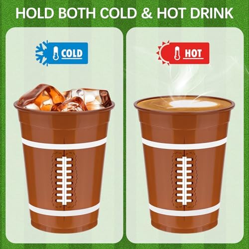 120 Pcs Football Plastic Cups 16 oz Bulk Party Supplies