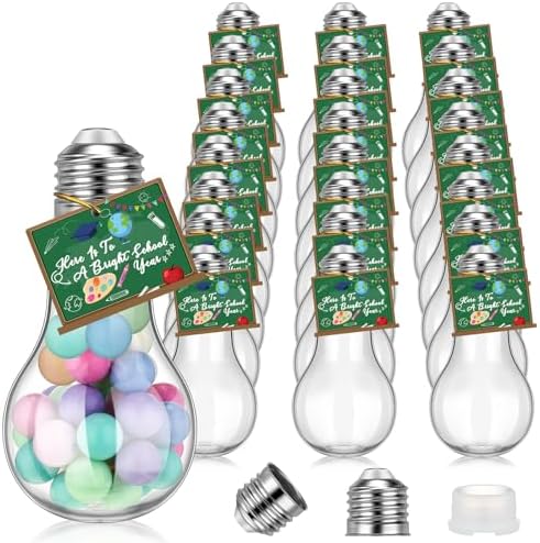 24 Piece Back to School Light Bulb Jar Set with Cards and String
