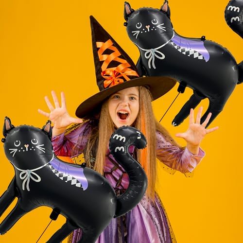 HOUSE OF PARTY Extra Large Halloween Witchs Cat Foil Balloons