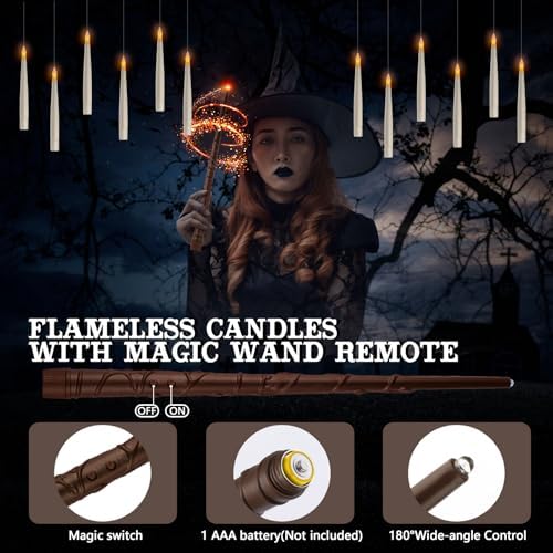 Floating Candles with Wand Remote 20 Pcs Halloween Decor