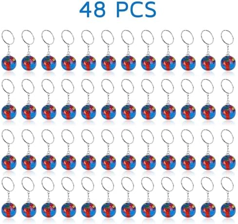 PROLOSO 48 Pcs Globe Keychains Bulk for Kids