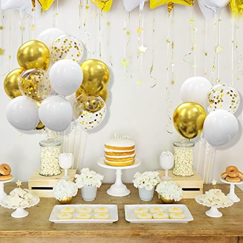 62pcs Gold White Balloons Kit - Party Decorations
