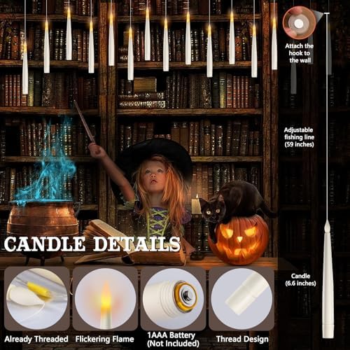 Floating Candles with Wand Remote 20 Pcs Halloween Decor