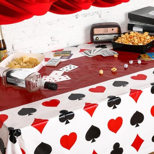 Hosuly 3 Pcs Casino Theme Tablecloths Poker Party Decorations