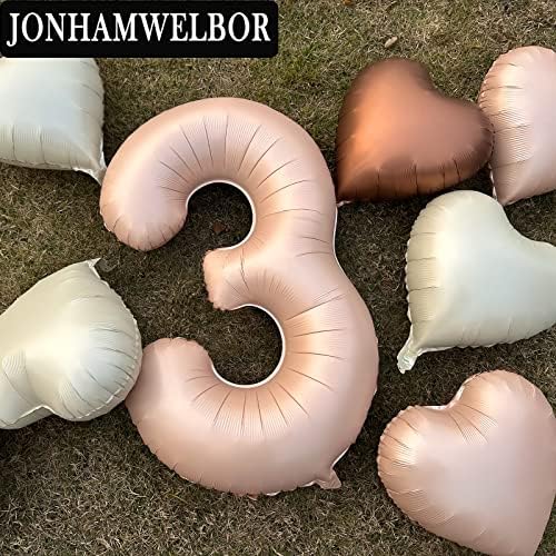 Jonhamwelbor 40 inch Number 3 Balloon with Heart for 3rd Birthday Decor