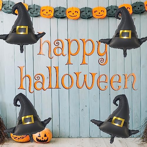 Halloween Party Balloons - 6PCS Jumbo Witch Hat Foil Balloons for Decorations and Kids Props