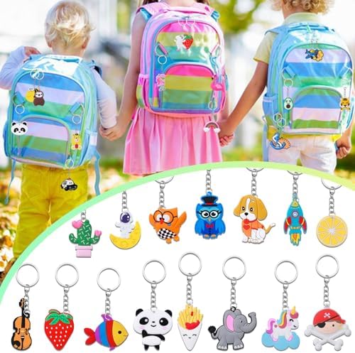80pcs Cartoon Keychain for Kids Party Favors
