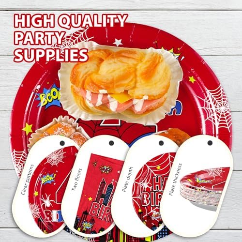 Grencian Spider 4th Birthday Plates Paper Set 96Pcs