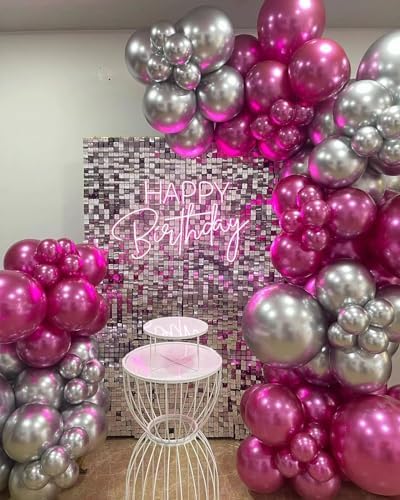 Hot Pink Silver Balloons Decorative Kit for Party Arch
