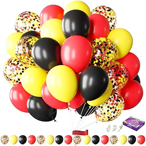 Red Black Yellow Confetti Balloons Garland Kit for Parties