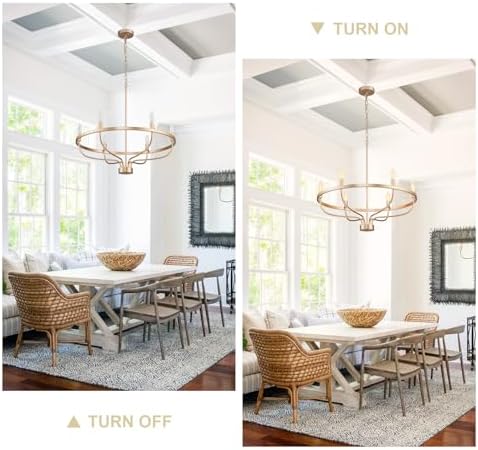 6 Light Gold Chandelier with Adjustable Height
