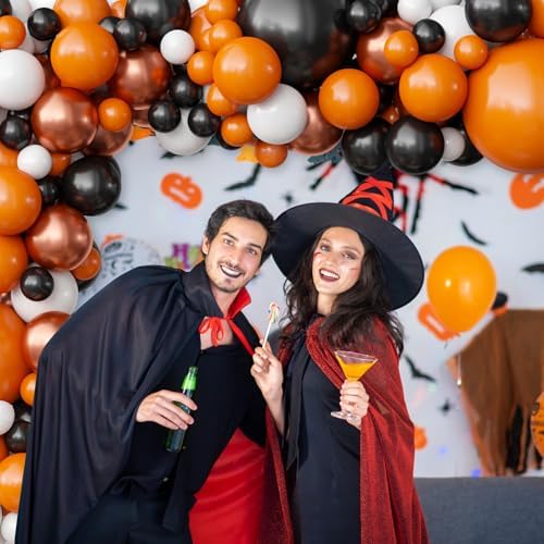 OuMuaMua Halloween Balloon Arch Kit 116Pcs Black Orange Metallic Balloons for Party Decorations