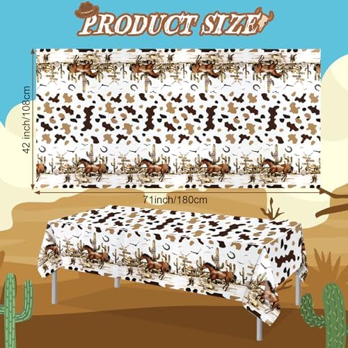 PHOGARY 3 Piece Cowboy Tablecloth Western Party Decorations