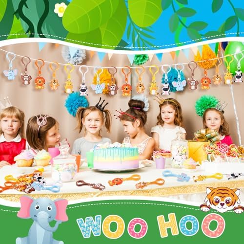 Jadive 24Pc Jungle Animal Keychains Party Favors