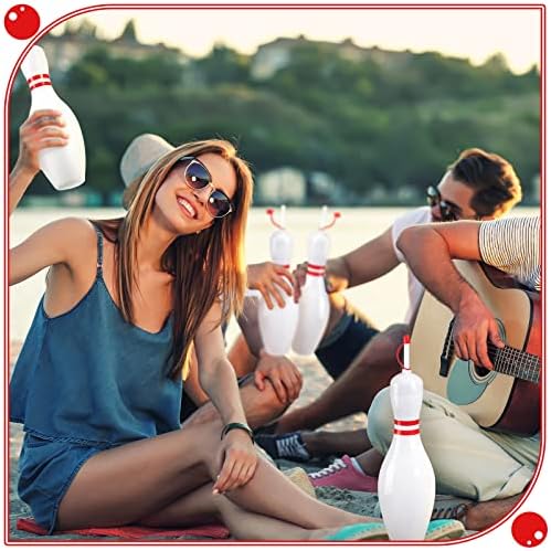 Funtery 4-Pack Bowling Shaped Water Bottles with Lids and Straws