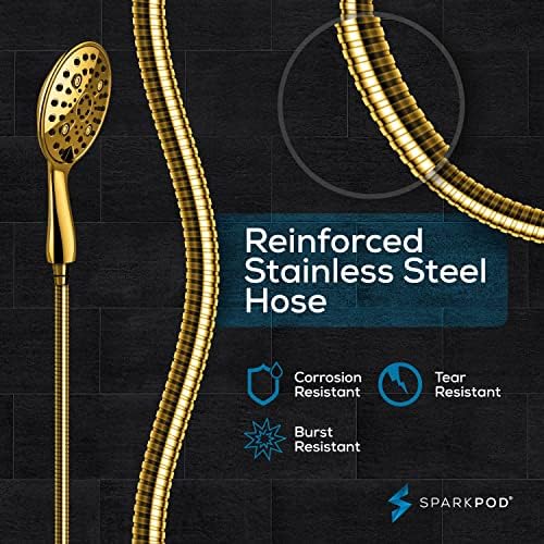 SparkPod 6 Spray High Pressure Handheld Shower Head - Egyptian Gold