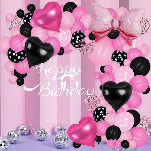 115PCS Pink Mouse Balloon Garland Arch Kit
