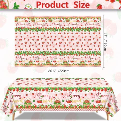 4 Pcs Strawberry Tablecloth Party Decor Birthday Supplies