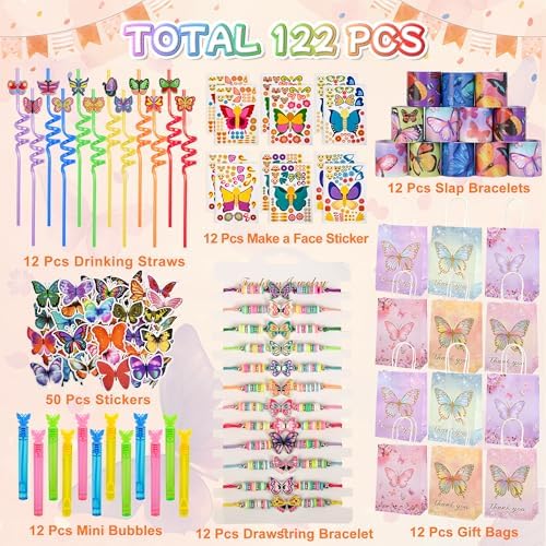 LiYiQ 122 Pcs Butterfly Party Supplies Set