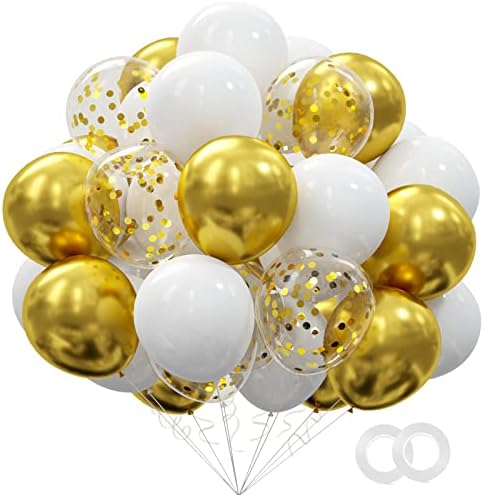 62pcs Gold White Balloons Kit - Party Decorations