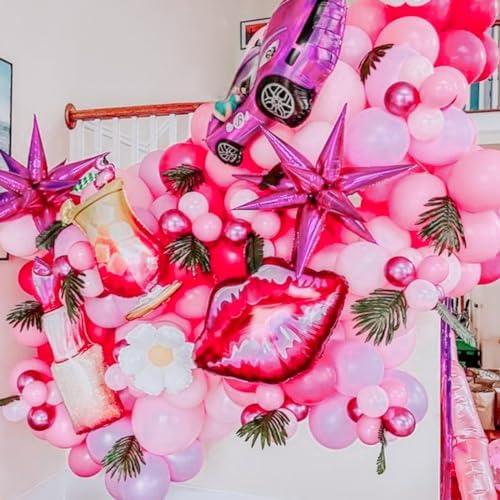 Partywoo Metallic Pink Balloons 110pcs Size Set