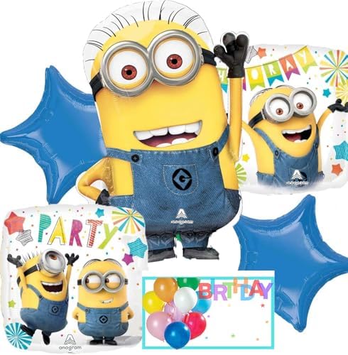 Official Anagram Minions Foil Balloons Birthday Decoration Set