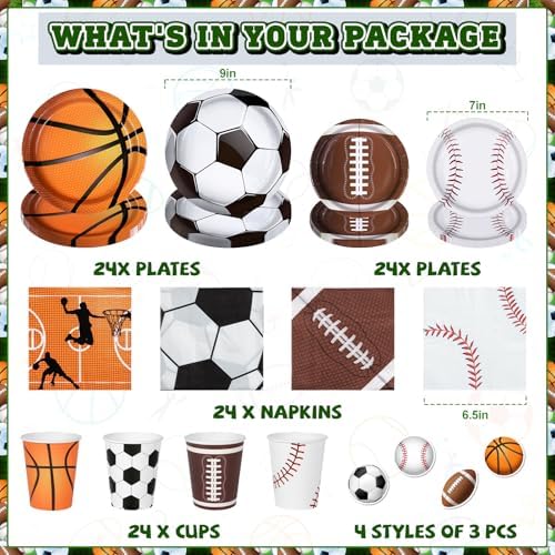 Sports Birthday Party Decorations Serve 24 Set