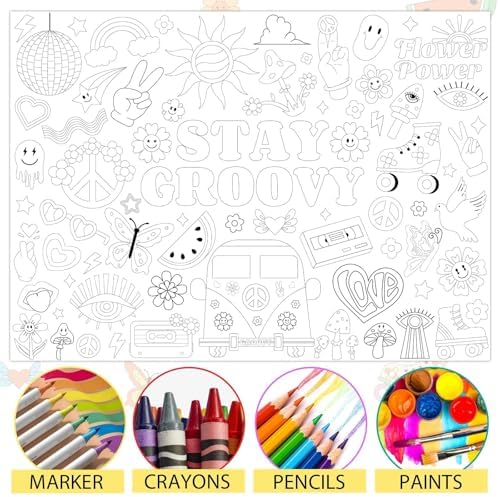 Groovy Giant Coloring Poster for Kids Classroom Party Supplies