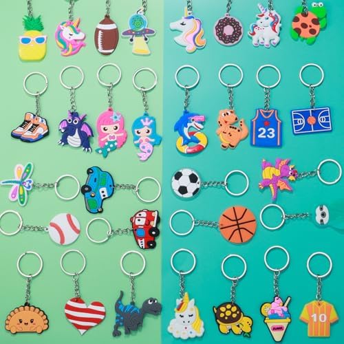 120pcs Cartoon Keychain Party Favors Bulk Set