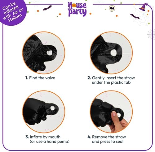 HOUSE OF PARTY Extra Large Halloween Witchs Cat Foil Balloons