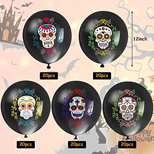 50 Piece Skull Balloons Halloween Day of the Dead Decorations
