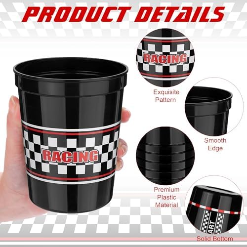 24 Piece Checkered Flag Racing Cups for Birthday Parties