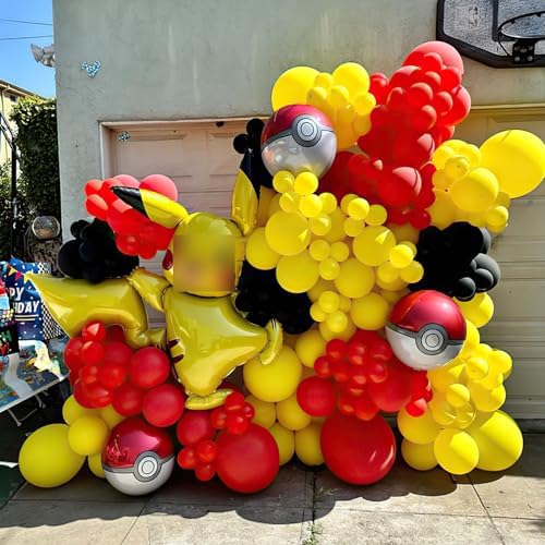 Red Black Yellow Confetti Balloons Garland Kit for Parties