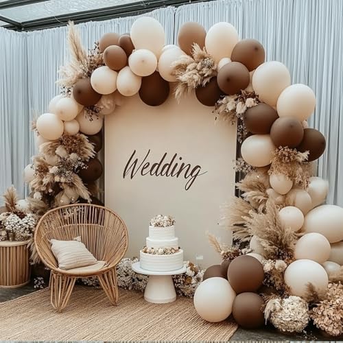 OTLGEUA Dark Brown Balloons 98PCS Double Stuffed Garland Kit