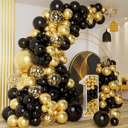 DBKL Black and Gold Balloons Garland Arch Kit for Parties