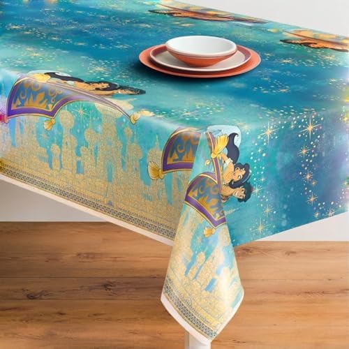 Multicolor Plastic Disney Aladdin Table Cover 54x84 Reusable
