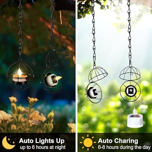VIHOSE 4 Pack Solar Hanging Lanterns Outdoor Decoration