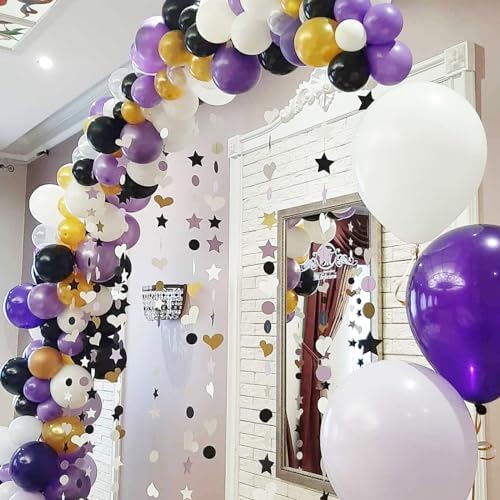 Purple and Black Balloons 60 Pack 12 Inch Metallic Confetti