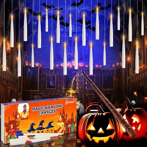 Floating Candles with Wand Remote 20 Pcs Halloween Decor