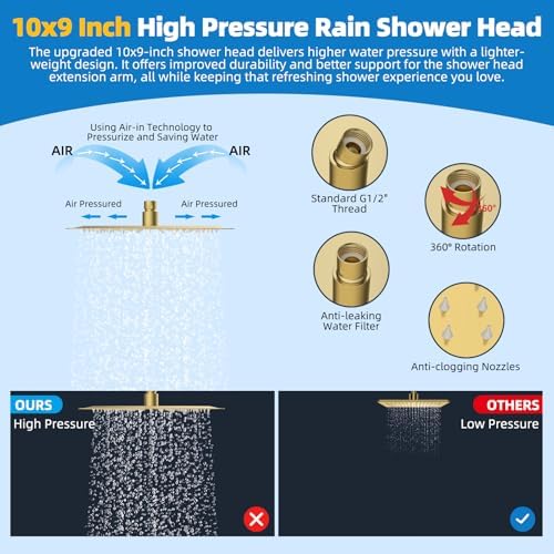 Hibbent All Metal Shower Head with Handheld Wand