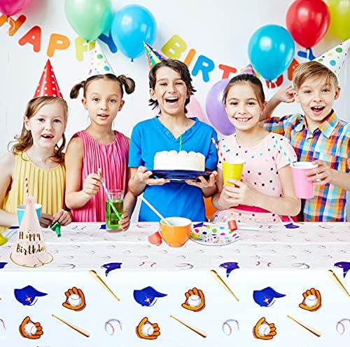 4 Pack Baseball Themed Tablecloth for Sports Birthday Party