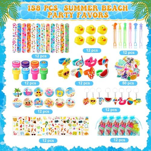Lunmon 158 Pcs Summer Beach Party Favors Pack
