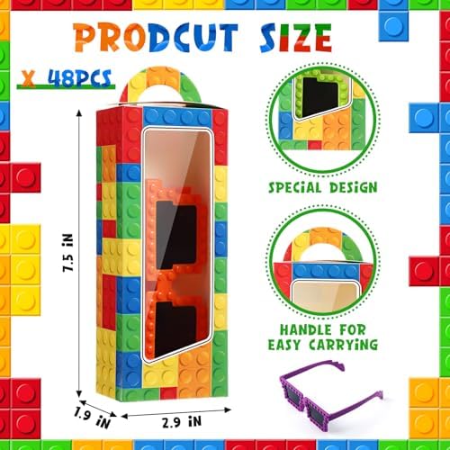 12 Piece Building Block Party Favor Set with Sunglasses and Gift Boxes