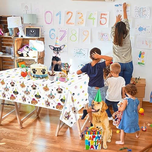 4 Pack Dog Tablecloths Disposable Rectangular for Birthday Parties