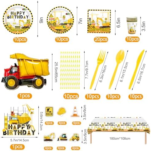 Construction Birthday Decorations 143 PCS Party Supplies