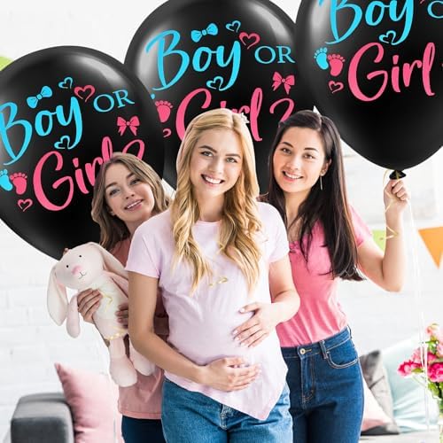 3Pcs Jumbo Gender Reveal Balloons 36 Inch Blue Pink Confetti Baby Shower Decor
