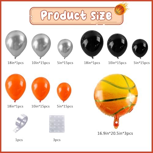 Basketball Balloon Arch Kit for Sports Themed Party