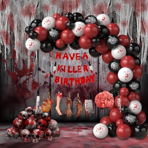 Halloween Balloon Garland Kit with Creepy Cloth and Spooky Banners