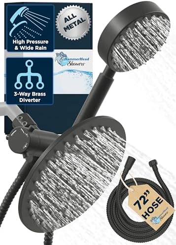 HammerHead Showers All Metal Dual Combo - Matte Black 8 Inch