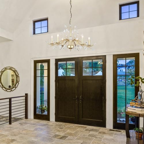 Zicbol 6-Lights Gold Vintage Crystal Chandelier Fixture